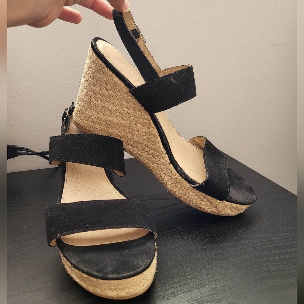 Women's Size 13 Black Espadrille Wedges